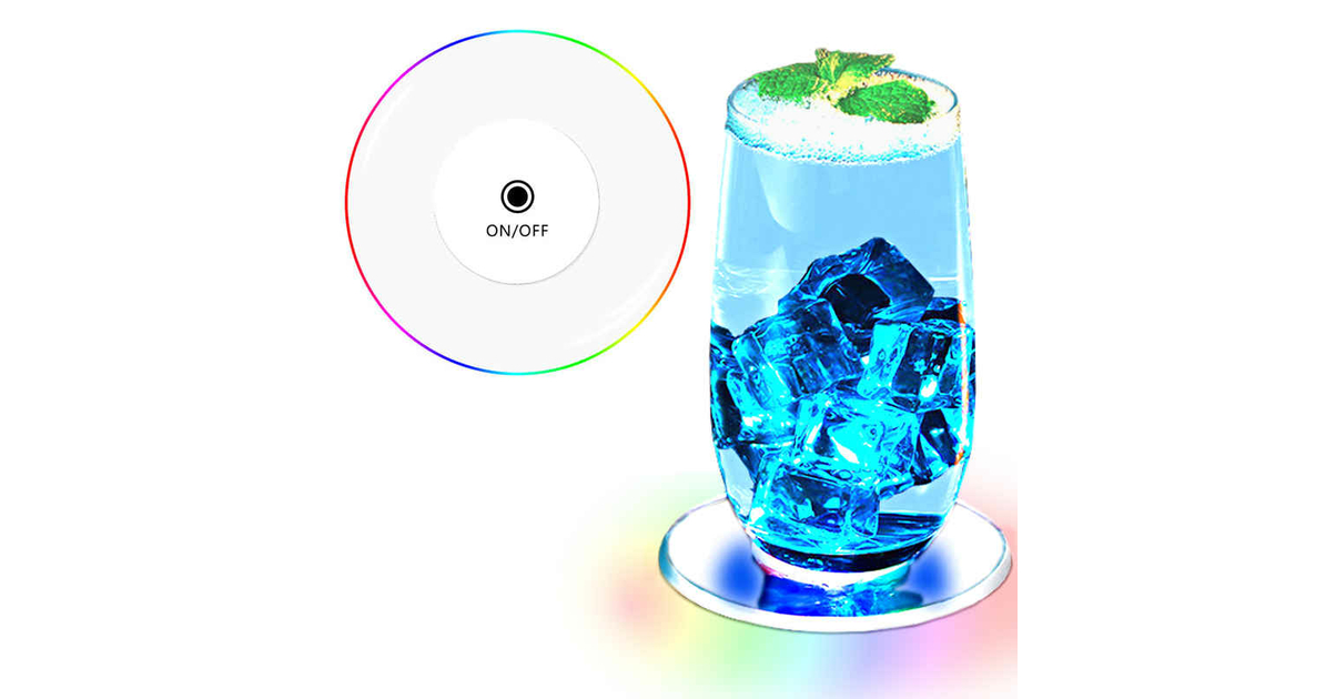 Lot de 24 Dessous de Verre à LED, 3 Modes 7 Couleurs, Tapis Lumineux